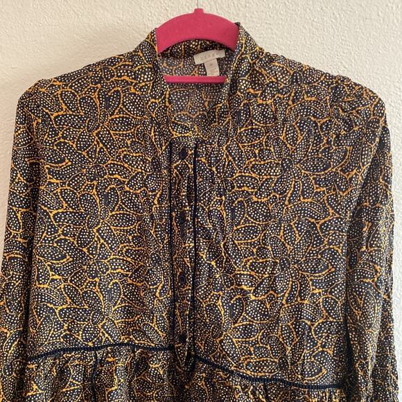 Hinge Blouse Gold and Navy M - Picture 2 of 10
